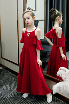 Robe Cortège Fille Simple A-ligne Mancheron Naturel taille Manquant Sans Manches