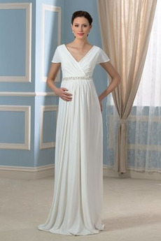 Robe de mariée Simple Train de balayage Chiffon rider Rivage taille haut