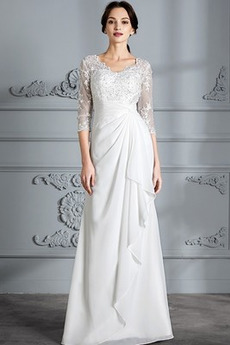 Robe de mariée 3/4 Manche Luxueux Longue Manche de T-shirt A-ligne