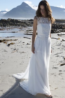 Robe de mariée Mousseline de soie Naturel taille a ligne Longue