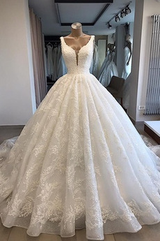 Robe de mariée Naturel taille Sans Manches Appliquer Formelle Salle des fêtes