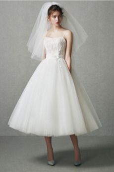 Robe de mariée Simple Fermeture éclair Tulle Longueur Mollet Manquant