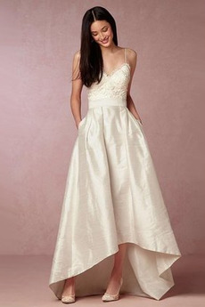 Robe de mariée Naturel taille Asymétrique Vintage Plage Taffetas