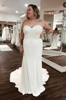 Robe de mariée Naturel taille Satin Appliques Elégant Couvert de Dentelle