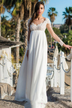 Robe de mariée Dos nu Appliques Longueur ras du Sol De plein air Manche Aérienne