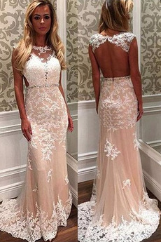 Robe de Bal Longue Désirable Perle Col Bateau Printemps Norme