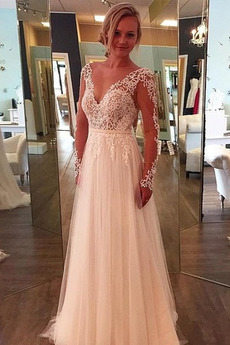 Robe de mariée Tulle a ligne Traîne Courte Fermeture éclair Couvert de Dentelle