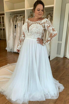 Robe de mariée Elégant Zip Col Bateau Col en V Foncé Pomme Naturel taille