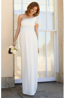 Robe de mariée Simple Grossesse Chiffon taille haut Manche Courte