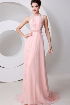 Robe de Soirée Sans Manches Longue Manquant Chiffon Fourreau pli