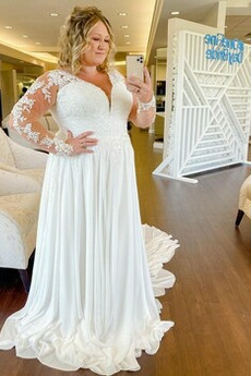 Robe de mariée Col en V Naturel taille Manche Aérienne Fermeture éclair