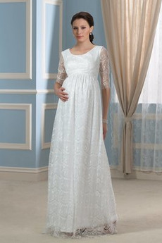 Robe de mariée Manche Longue Elégant Manche Aérienne Traîne Courte