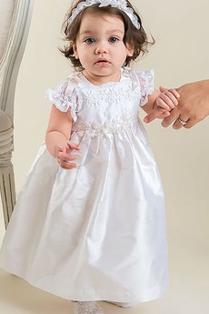 Robe de baptême Naturel taille Appliques Longueur Cheville Princesse