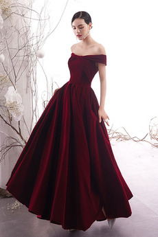Robe de Bal Simple Hiver Naturel taille Lacet Manche Courte Épaule Dégagée
