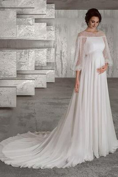 Robe de mariée Traîne Courte Perles Manche Aérienne Plage Naturel taille