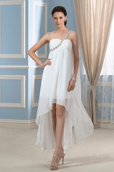 Robe de mariée Jardin Empire Épaule Asymétrique Perlé Sans Manches