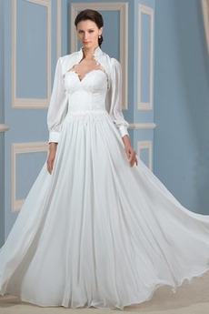 Robe de mariée Elégant Avec la veste Balançoire Col en Cœur Plage