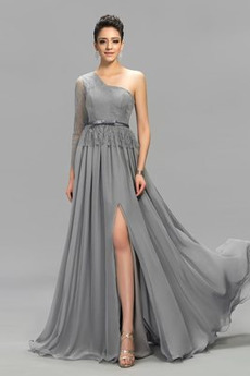 Robe de Soirée Manche Asymétrique Moderne Fermeture éclair Printemps