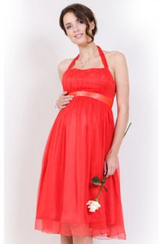 Robe de Soirée Rouge Chiffon Glamour semi-halter Maternité De plein air