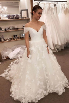 Robe de mariée Tulle Formelle Sans Manches Automne Traîne Moyenne