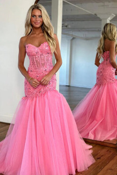 Robe de Soirée Bustier Traîne Courte Epurée Sirène Fermeture éclair
