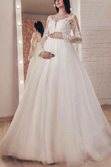 Robe de mariée Manche Longue Eglise Longue Étoilé Automne Manche Aérienne