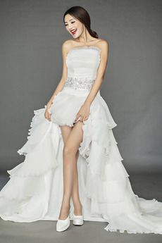 Robe de mariée Multi Couche Chic Train de balayage Naturel taille