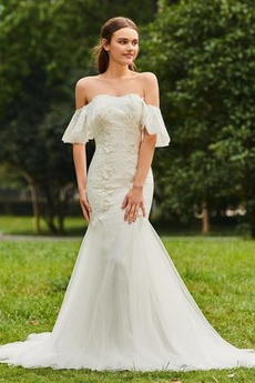 Robe de mariée Glamour Norme Appliques Rivage Fermeture éclair