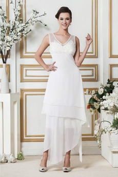 Robe de mariée Col en V Manquant Naturel taille Glissière Chiffon