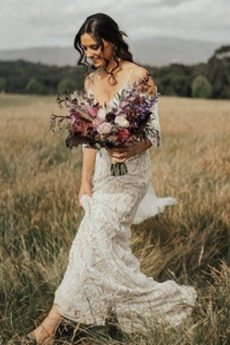 Robe de mariée Tissu Dentelle Automne Décolleté Dans le Dos Jardin