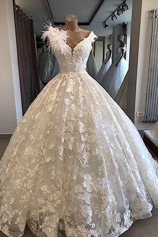 Robe de mariée Longueur au sol Col en V Foncé Manquant Lacet Elégant