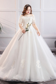 Robe de mariée Salle Traîne Moyenne Épaule Dégagée aligne Naturel taille