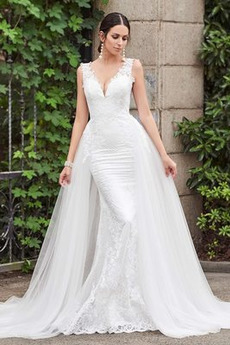 Robe de mariée Sirène Dos nu Naturel taille Rivage Appliques Tulle