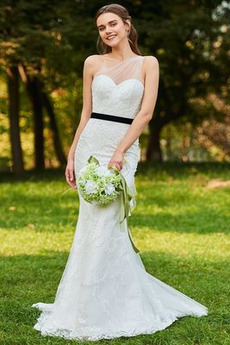 Robe de mariée Plage Naturel taille Sans Manches Épaule Asymétrique