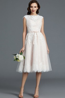 Robe de mariée Été Longueur Genou Glamour A-ligne Sans Manches