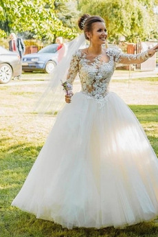 Robe de mariée Naturel taille Col ras du Cou Dos nu Bouton Froid Norme