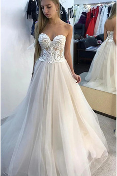 Robe de mariée Tulle Longueur Cheville Elégant Automne Norme Col en Cœur