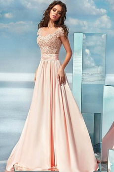 Robe de Bal Perle Luxueux Col Bateau Glissière Couvert de Dentelle