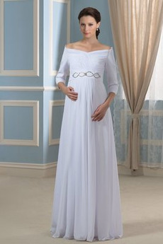 Robe de mariée Zip Fourreau plissé Mousseline de soie Épaule Dégagée