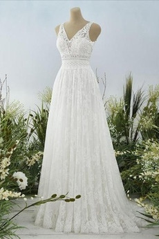 Robe de mariée Au Drapée Traîne Courte Col en V Foncé Chic Naturel taille