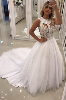 Robe de mariée Fourreau Avec Bijoux Sans Manches Salle Triangle Inversé