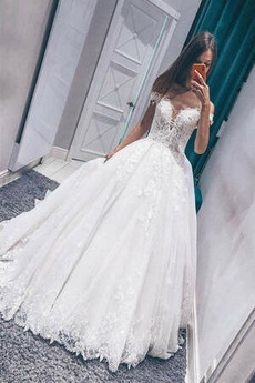 Robe de mariée Fermeture éclair Tissu Dentelle Cérémonial Au Drapée