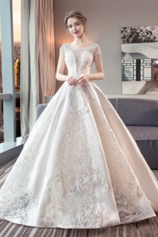 Robe de mariée Mancheron Formelle A-ligne Couvert de Dentelle