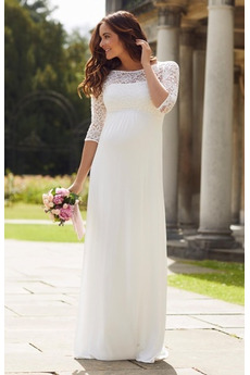 Robe de mariée Grossesse Fermeture éclair À la masse Chiffon Col Bateau