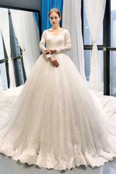 Robe de mariée Tulle Eglise Fermeture éclair Couvert de Dentelle