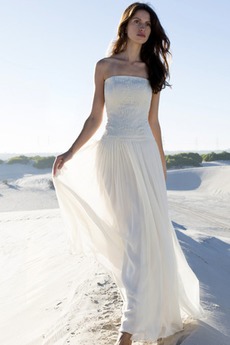 Robe de mariée Bustier Été Plage Romantique aligne Mousseline de soie