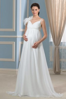 Robe de mariée Grandes Tailles Chiffon Epurée Sans Manches Bretelles Spaghetti