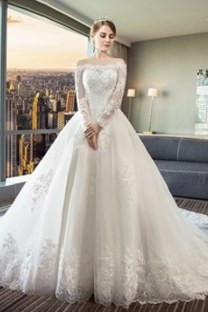 Robe de mariée aligne Formelle Naturel taille Été Manche Longue