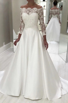 Robe de mariée Formelle Couvert de Dentelle Printemps Norme Train de balayage