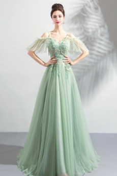 Robe de Bal Longueur ras du Sol A-ligne Appliquer Lacet Printemps